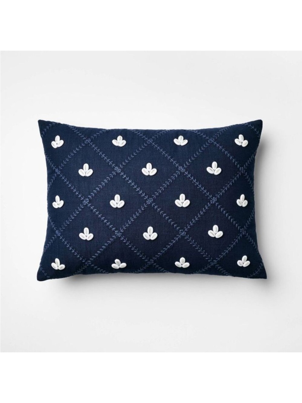 NEW! Embellished Shell Navy Lumbar Pillow -
Threshold w/Studio McGee, 20”x14”